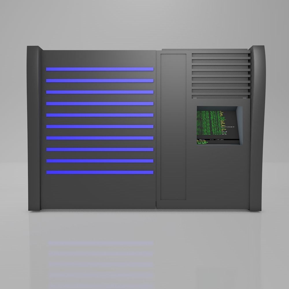 Mainframe Data Server Low Poly Low-poly 3D model_1