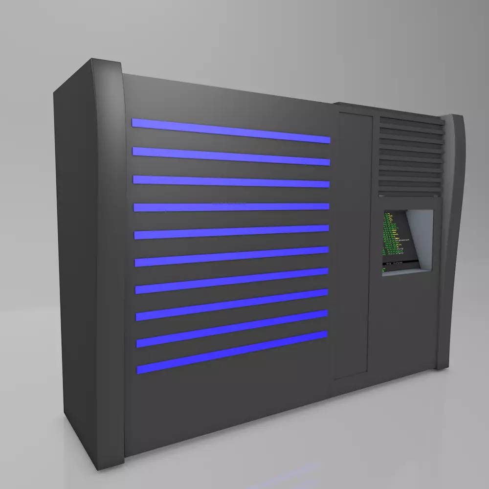 Mainframe Data Server Low Poly Low-poly 3D model_0