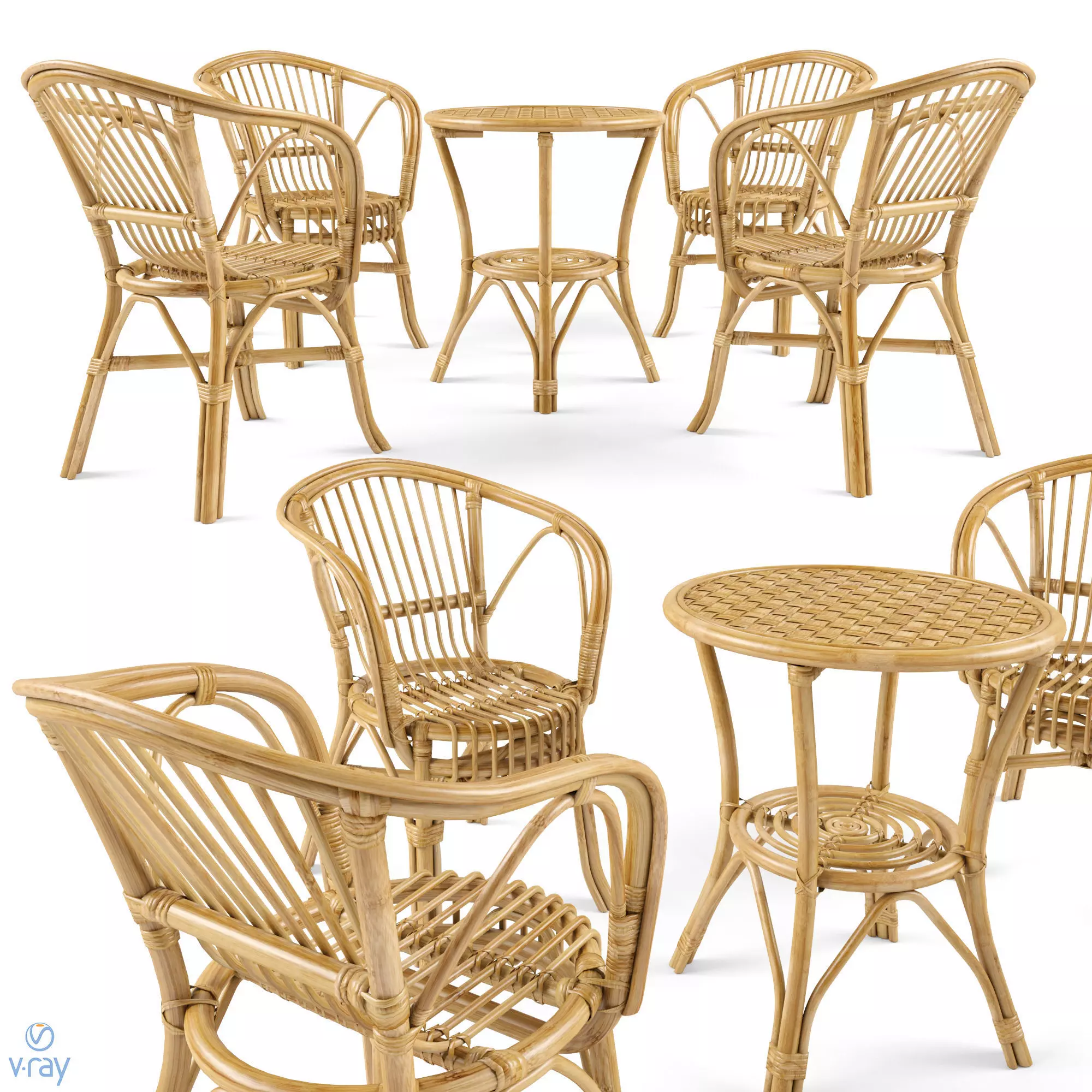 garden rattan furniture set 2 3D model