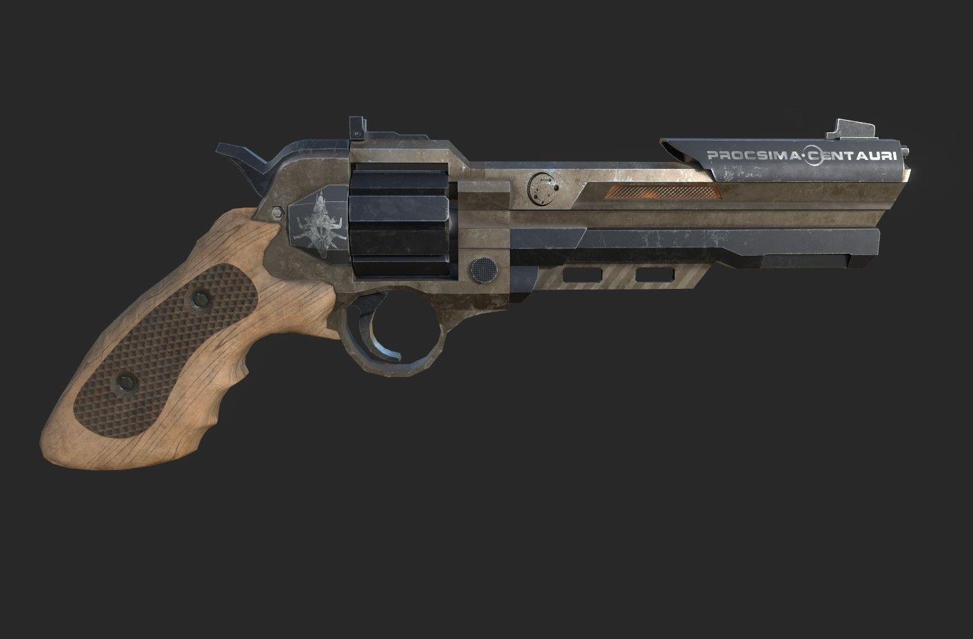 Sci-Fi Revolver   Low-poly 3D model_4