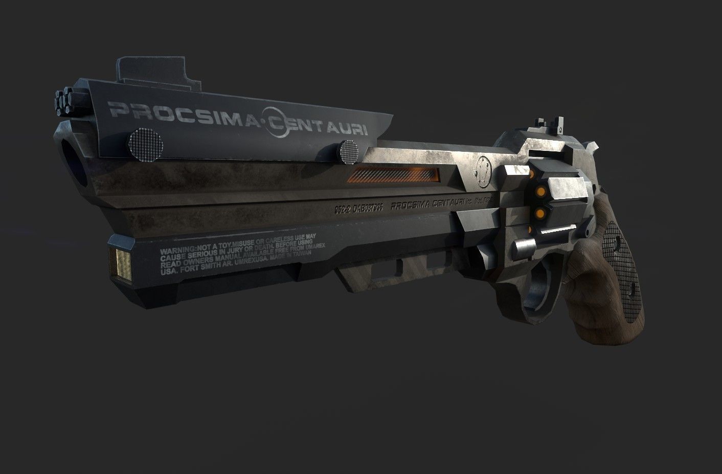 Sci-Fi Revolver   Low-poly 3D model_1