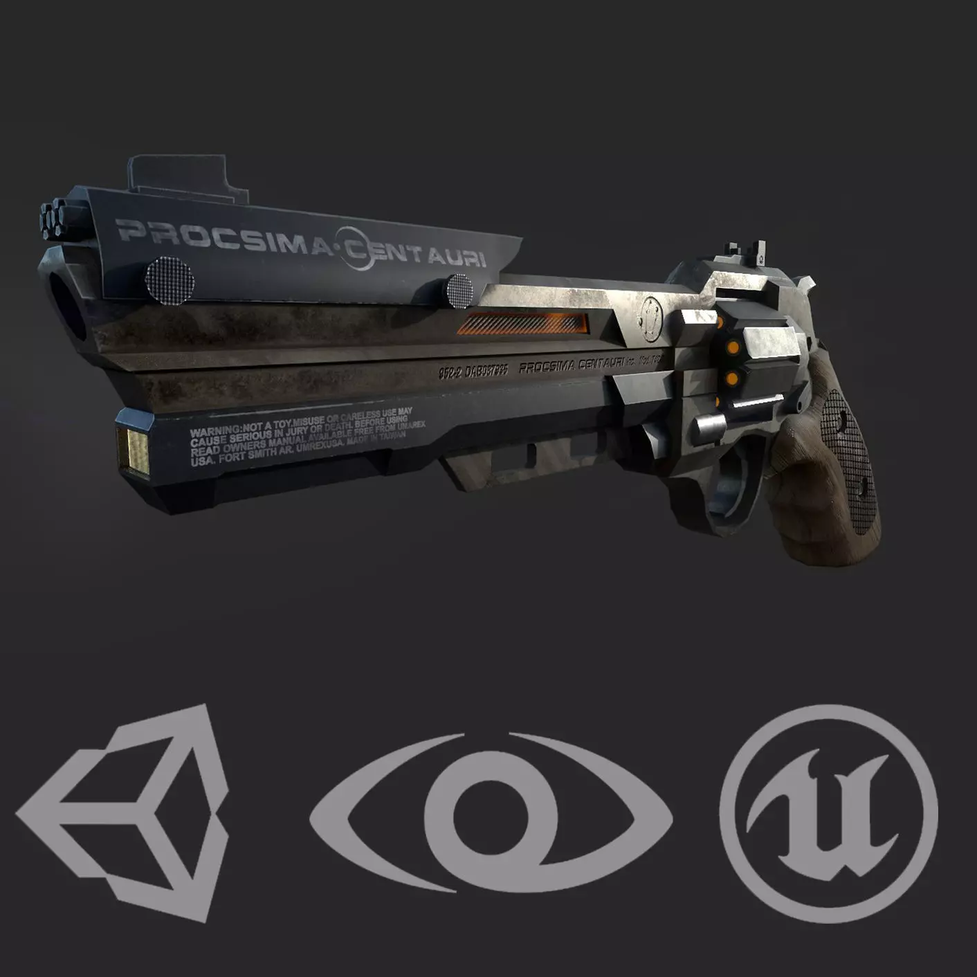 Sci-Fi Revolver   Low-poly 3D model_0