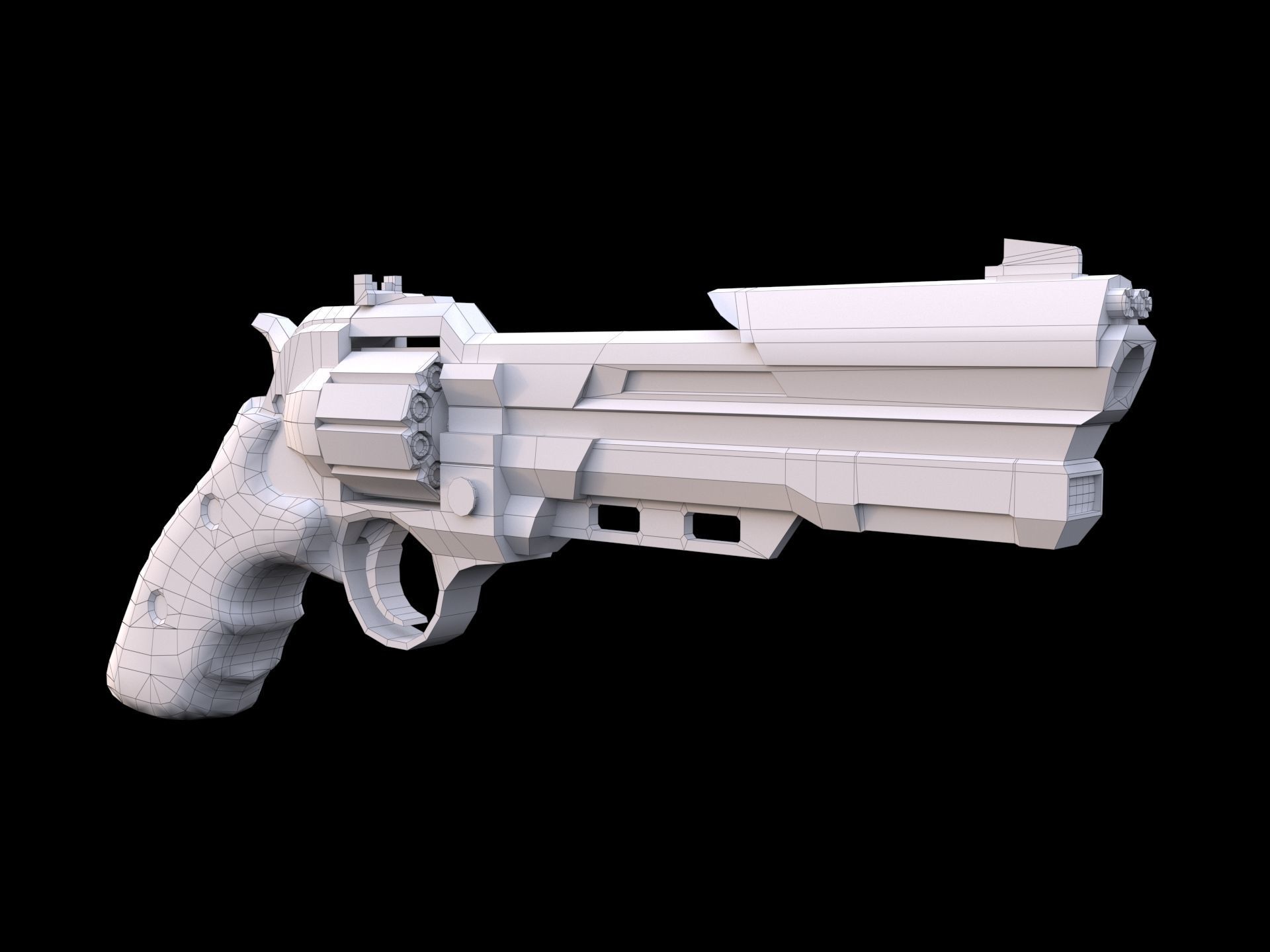 Sci-Fi Revolver   Low-poly 3D model_8