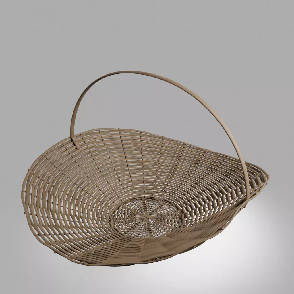 Woven Basket 4 with PBR material 3D model_0