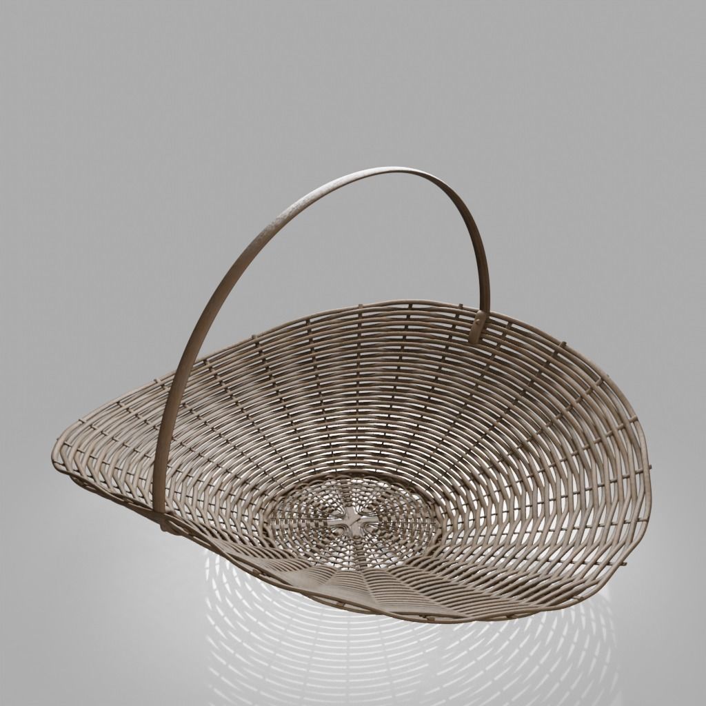 Woven Basket 4 with PBR material 3D model_4