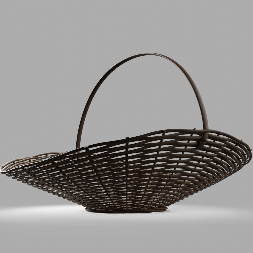 Woven Basket 4 with PBR material 3D model_6