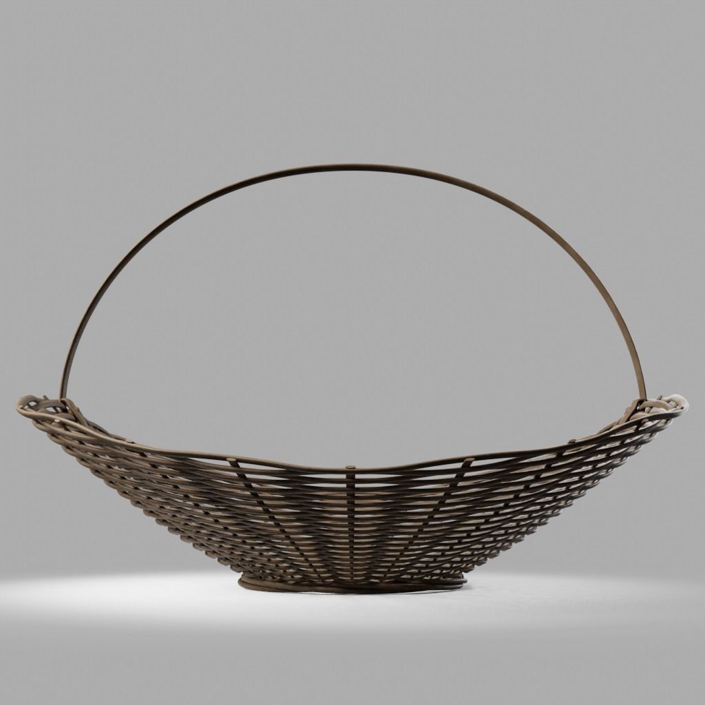 Woven Basket 4 with PBR material 3D model_7