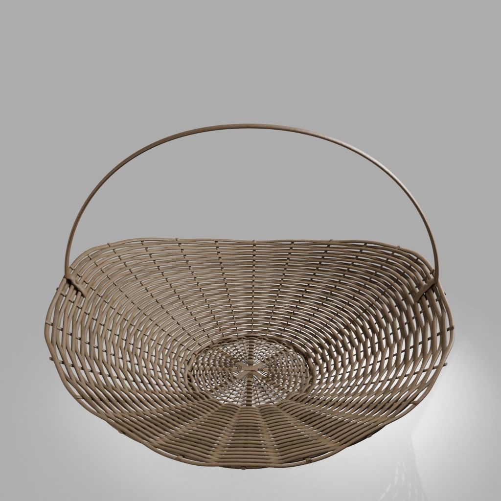 Woven Basket 4 with PBR material 3D model_3