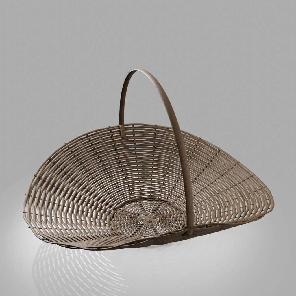 Woven Basket 4 with PBR material 3D model_5