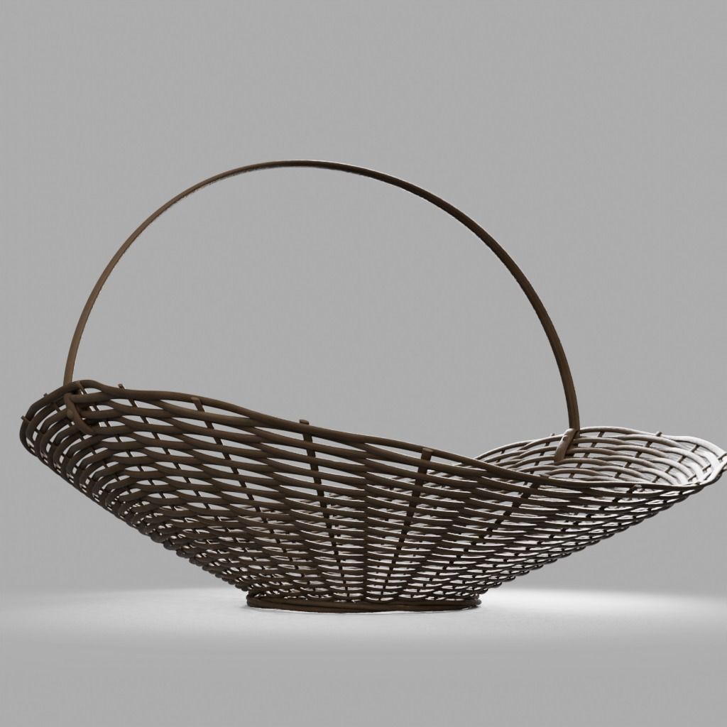 Woven Basket 4 with PBR material 3D model_8