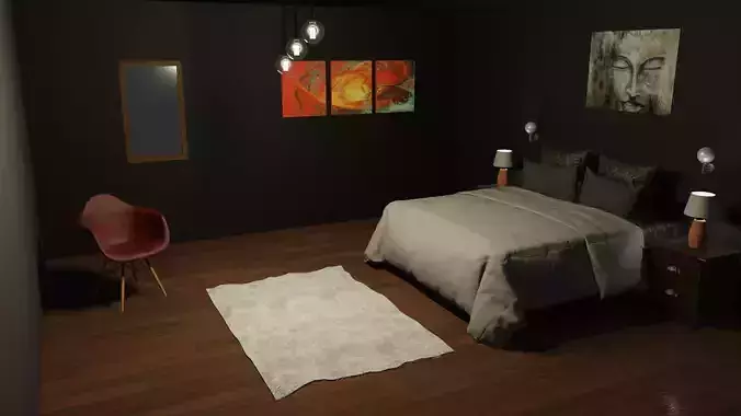 Bedroom 3D Model for Multipurpose