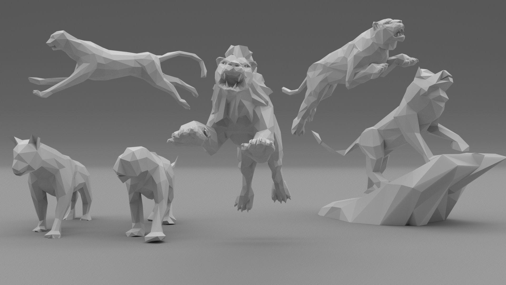 Low Poly - Triangulated Stylized animals pack 3D print 3D print model_4