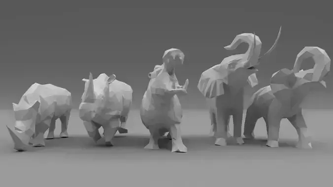 Low Poly - Triangulated Stylized animals pack 3D print