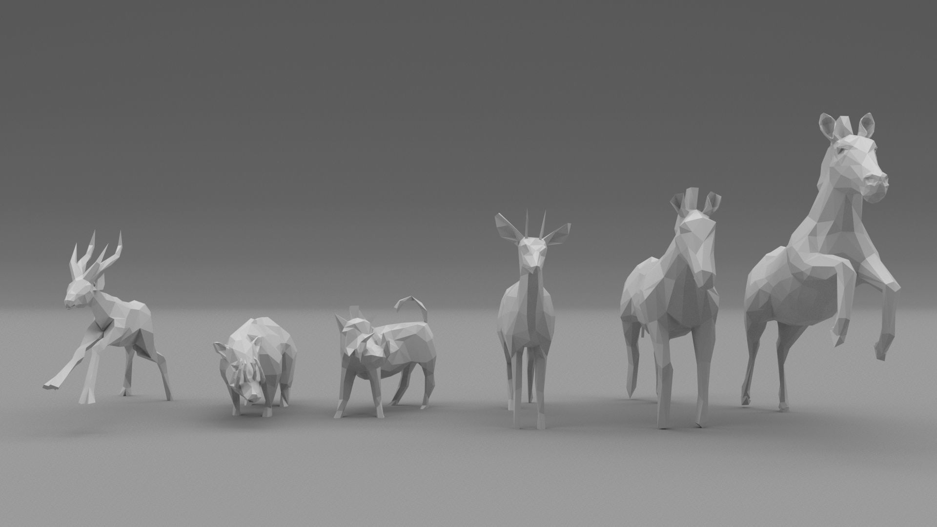 Low Poly - Triangulated Stylized animals pack 3D print 3D print model_6