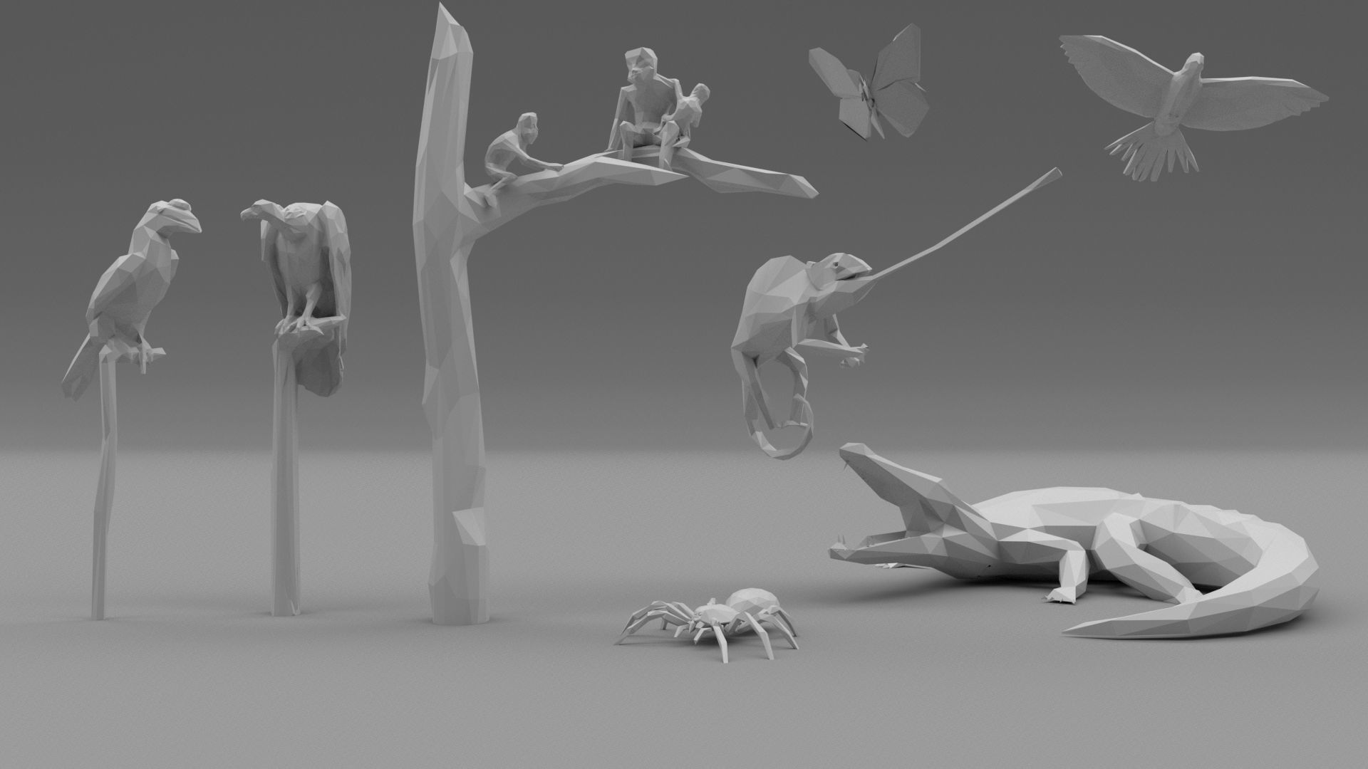 Low Poly - Triangulated Stylized animals pack 3D print 3D print model_5