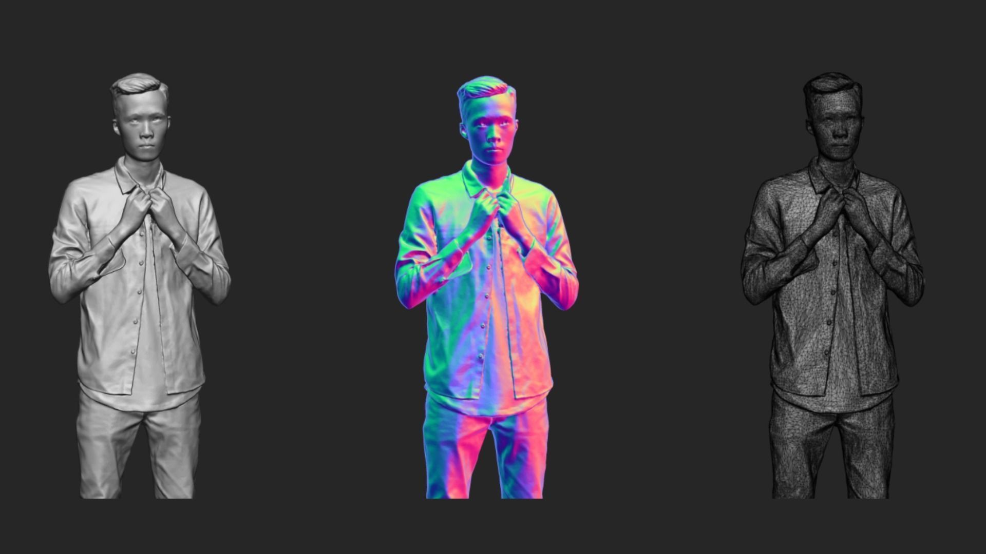 A Handsome Man Standing Alone In Half Body Portrait 3D model_6