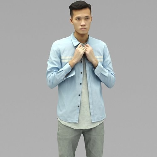 A Handsome Man Standing Alone In Half Body Portrait  3D model