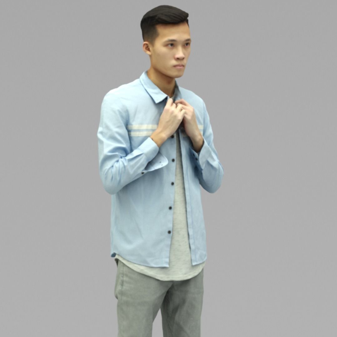 A Handsome Man Standing Alone In Half Body Portrait 3D model_2