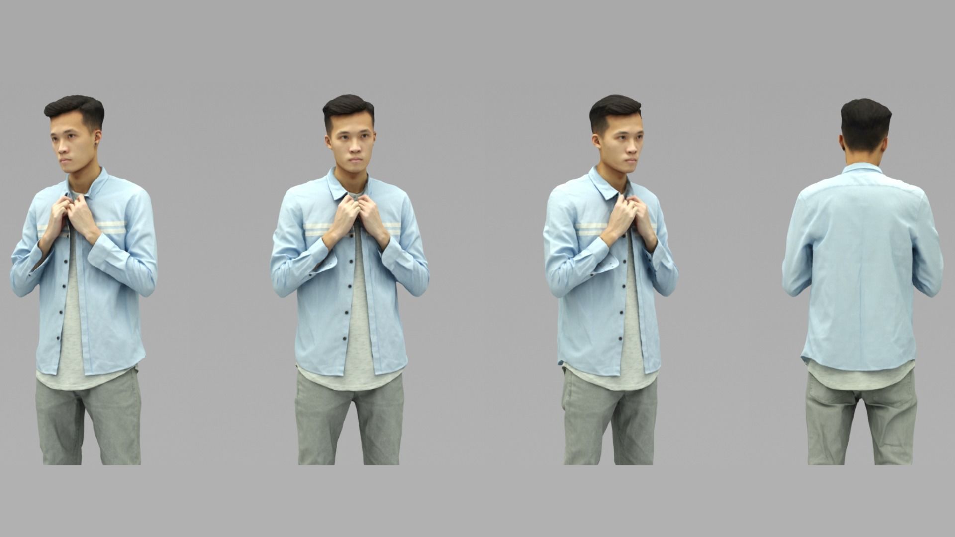 A Handsome Man Standing Alone In Half Body Portrait 3D model_4