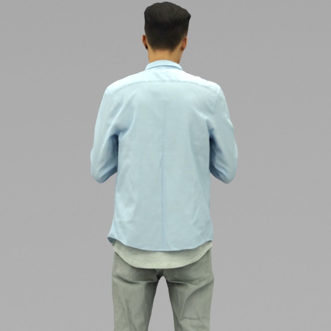 A Handsome Man Standing Alone In Half Body Portrait 3D model_3