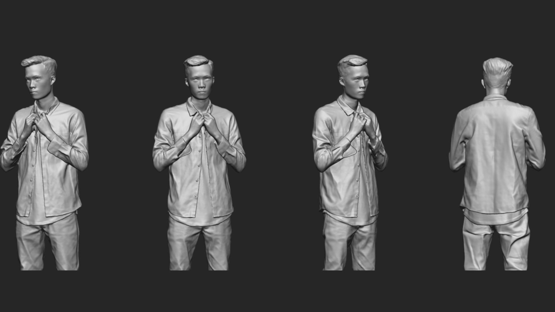 A Handsome Man Standing Alone In Half Body Portrait 3D model_5