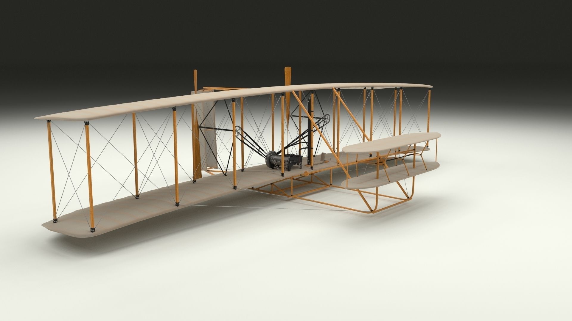 Rigged Wright Flyer 3D model_2