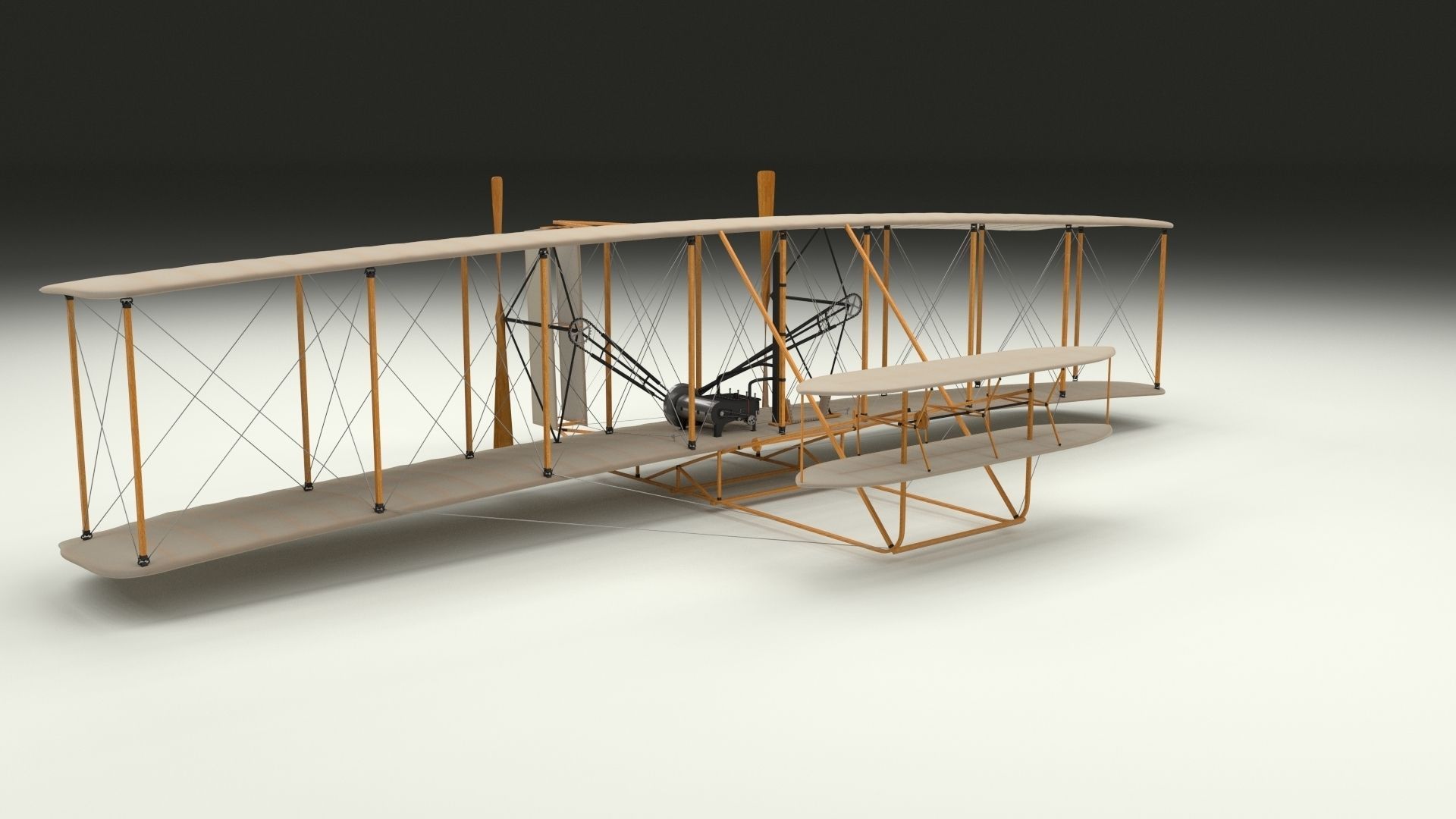 Rigged Wright Flyer 3D model_5