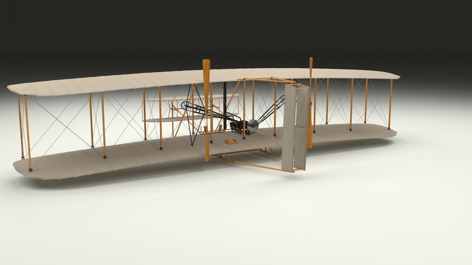 Rigged Wright Flyer 3D model_1