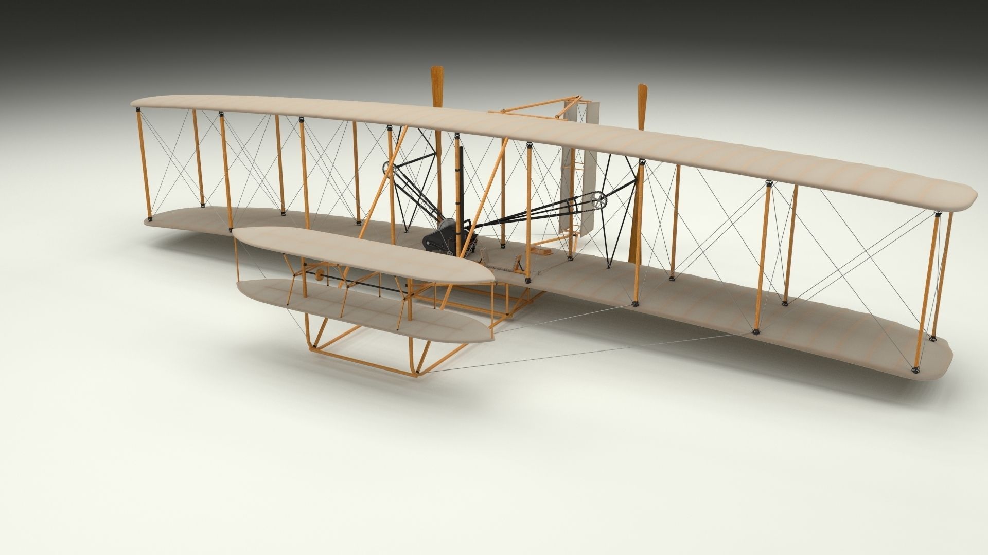 Rigged Wright Flyer 3D model_7