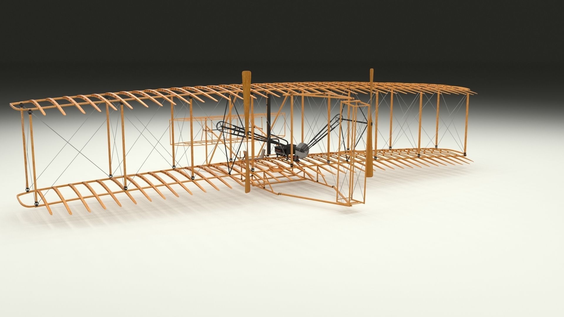 Rigged Wright Flyer 3D model_9