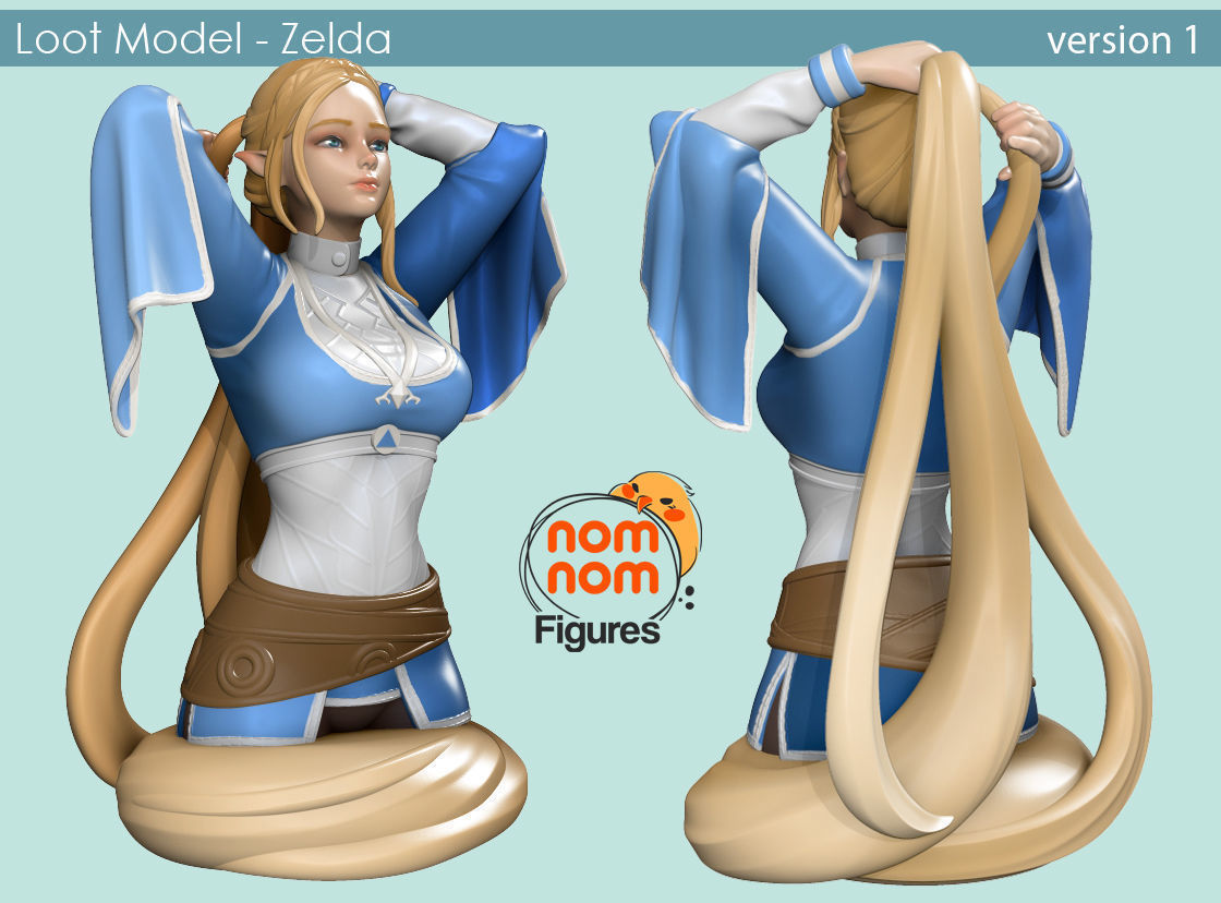Zelda Bust Ver1 and 2 3D print model_2
