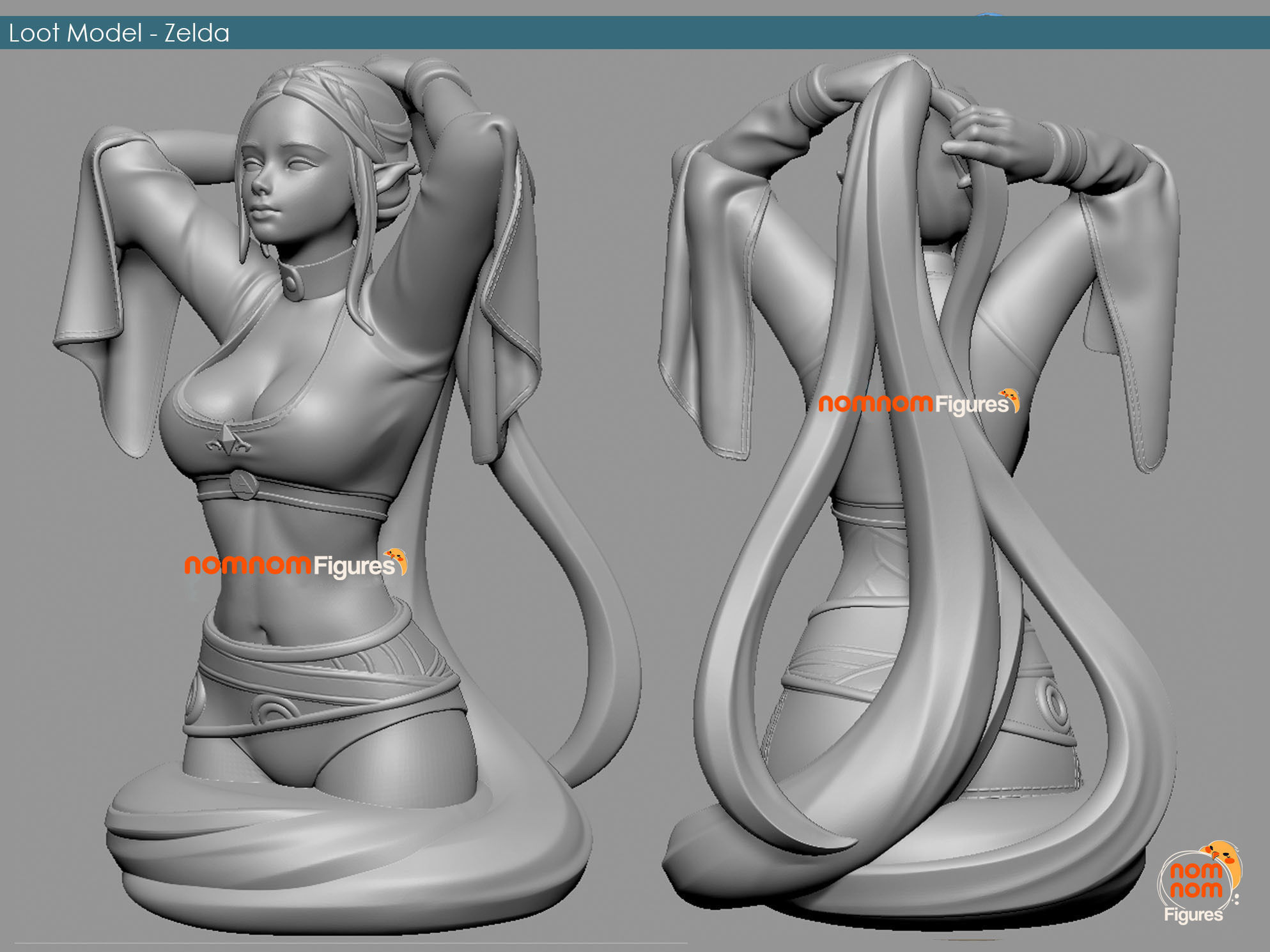 Zelda Bust Ver1 and 2 3D print model_3