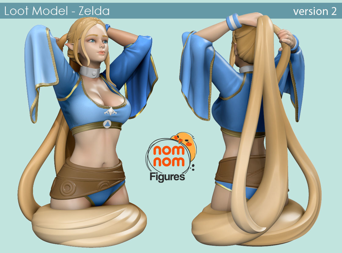 Zelda Bust Ver1 and 2 3D print model_1