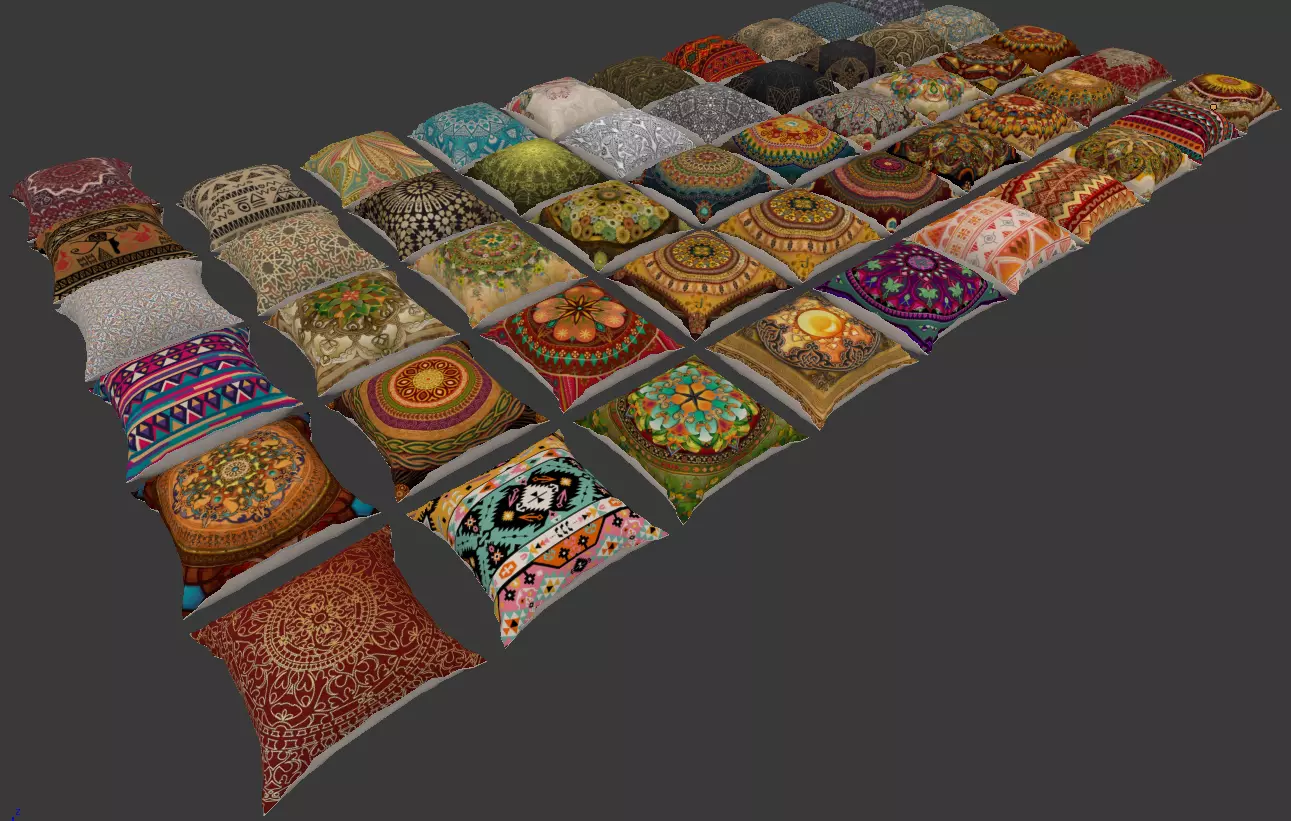 Pillow with ornate design Low-poly 3D model