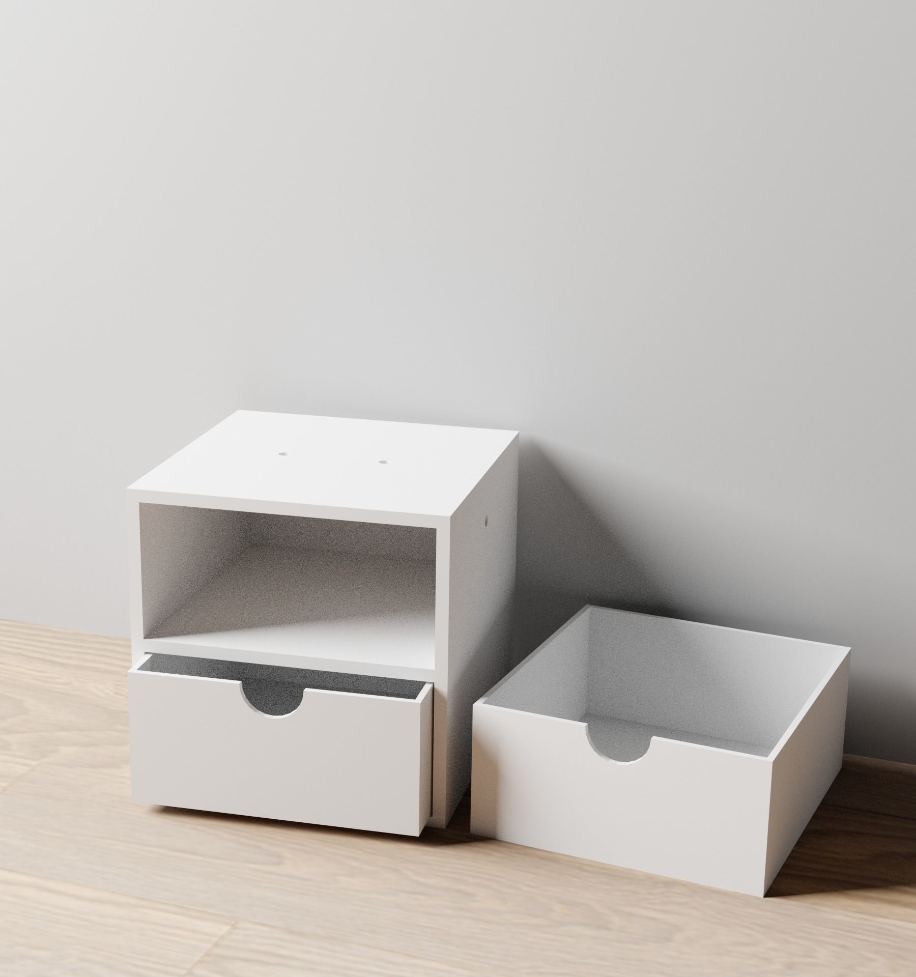 002M LA Unit Medium 2 Drawer Horizontal Storage Organiser 3D print model_2