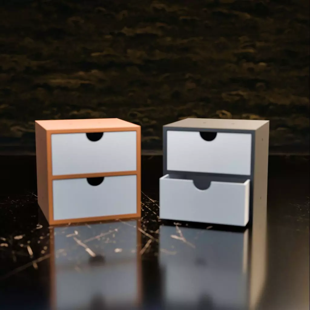 002M LA Unit Medium 2 Drawer Horizontal Storage Organiser 3D print model_0