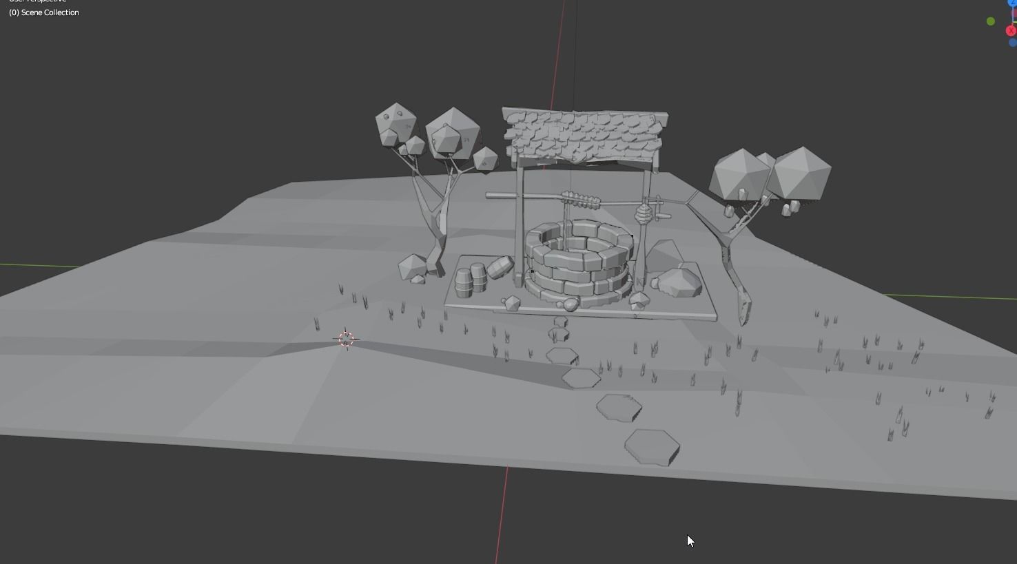 Low Poly water well in desert Low-poly 3D model_1