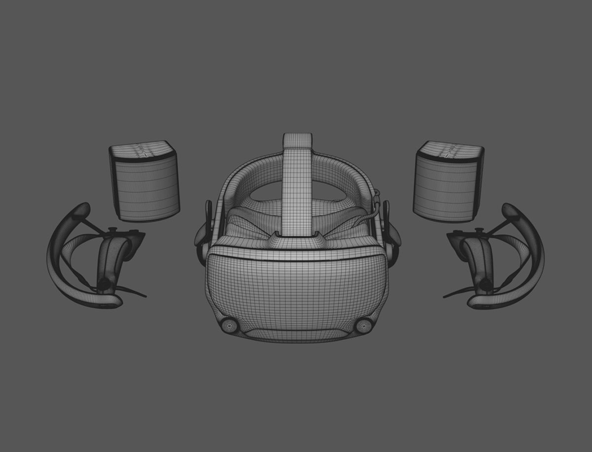 Valve Index VR headset with controllers and sensors - full kit 3D model_15