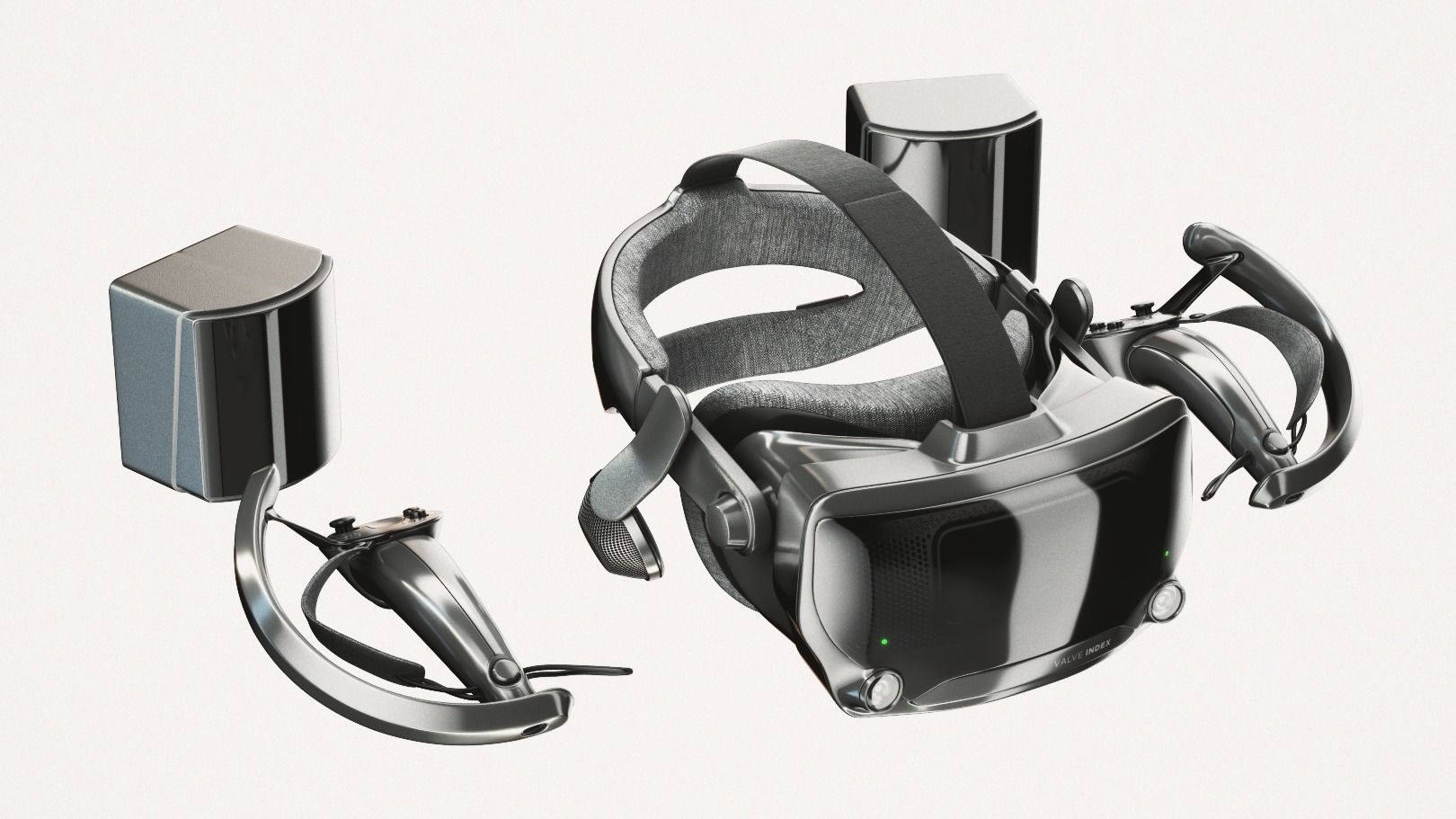 Valve Index VR headset with controllers and sensors - full kit 3D model_4