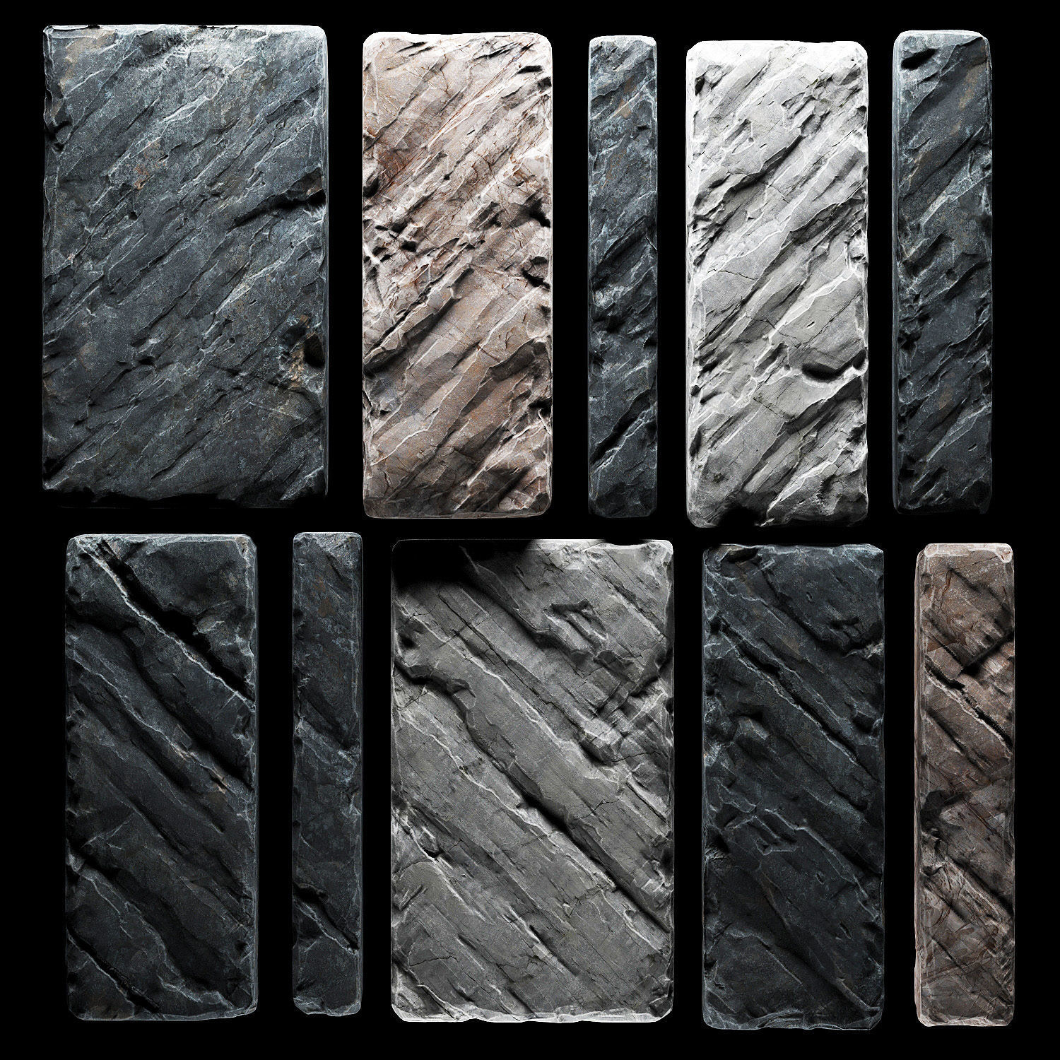 Slab stone wall n3 3D model_6