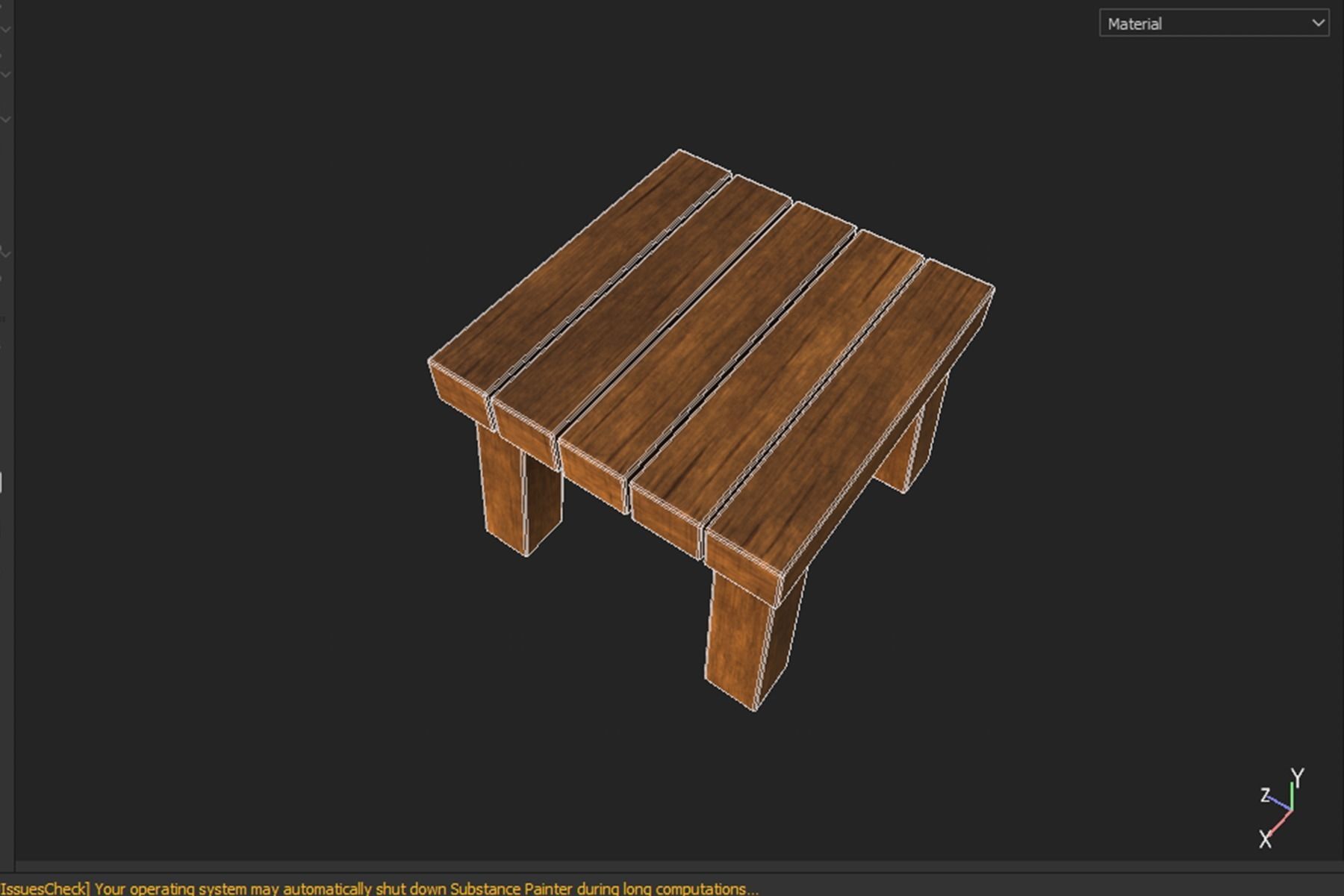 wooden stool Low-poly 3D model_4