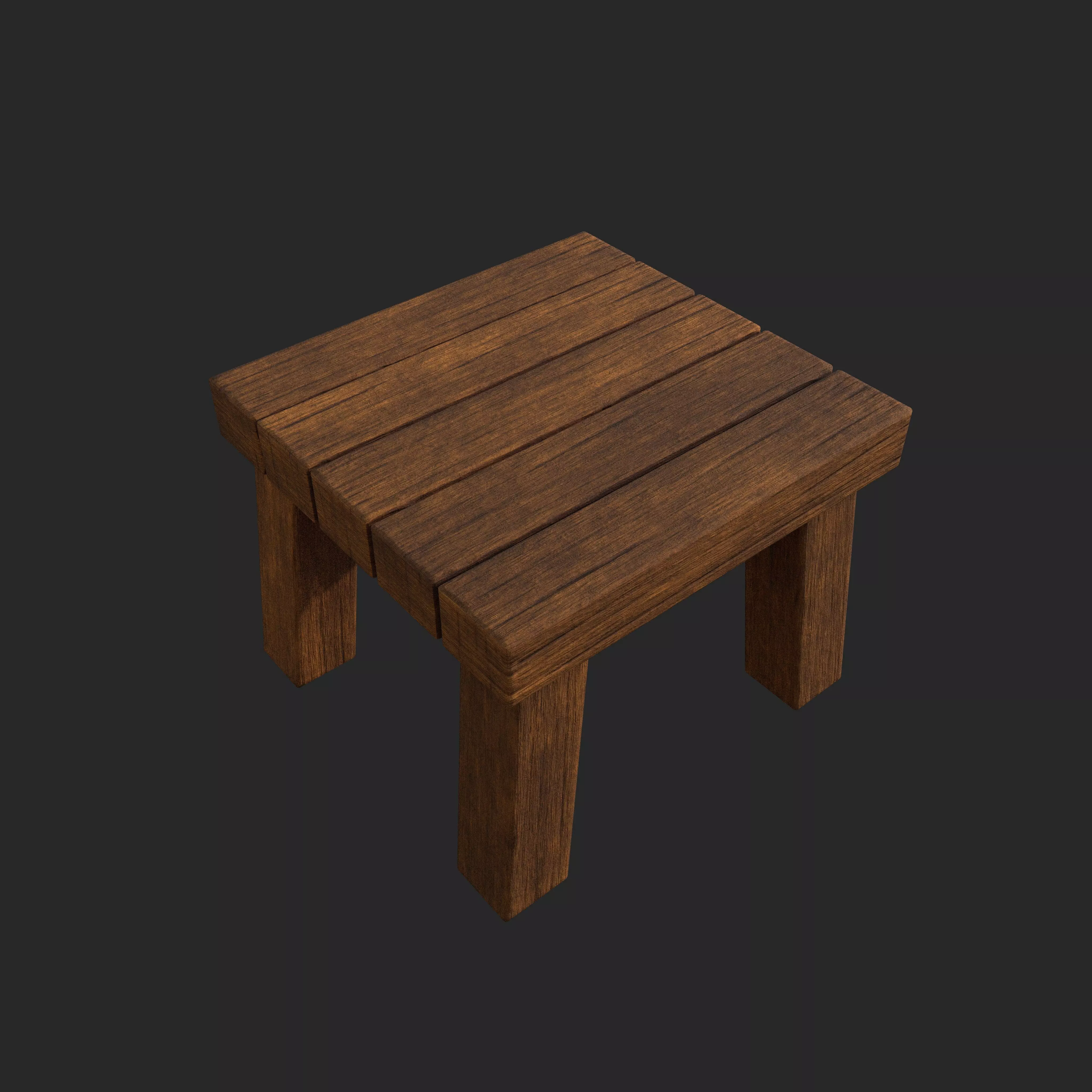 wooden stool Low-poly 3D model_0