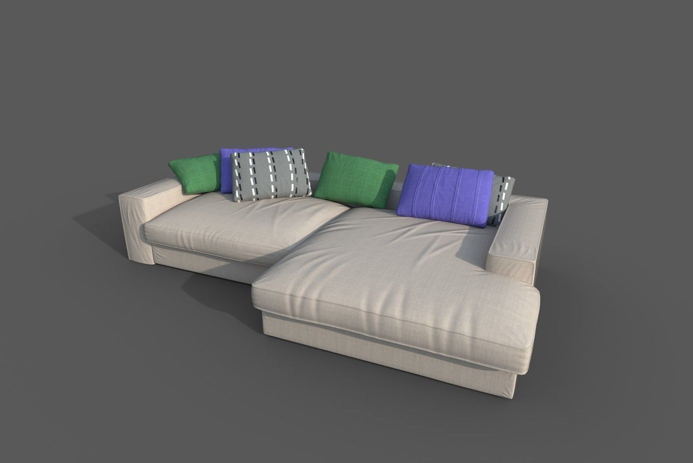 Sofa-09 sofa with pillows Low-poly 3D model_2