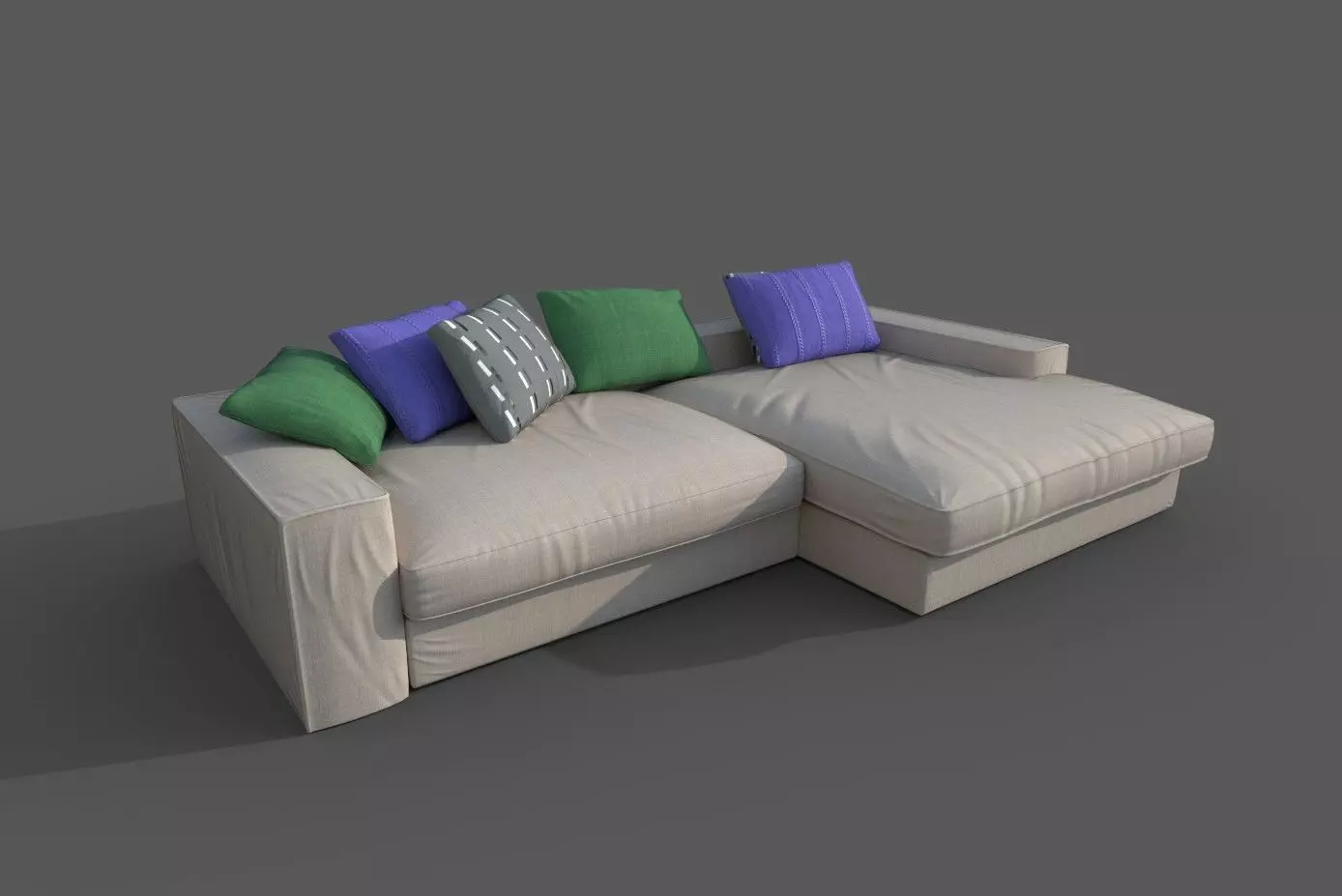 Sofa-09 sofa with pillows Low-poly 3D model_0