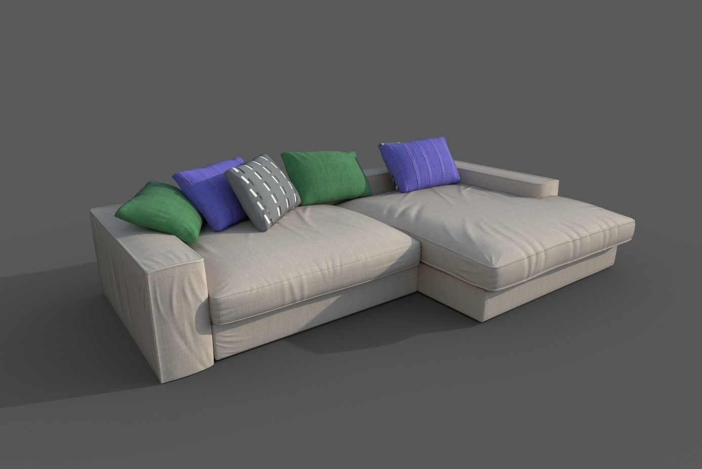 Sofa-09 sofa with pillows Low-poly 3D model_1