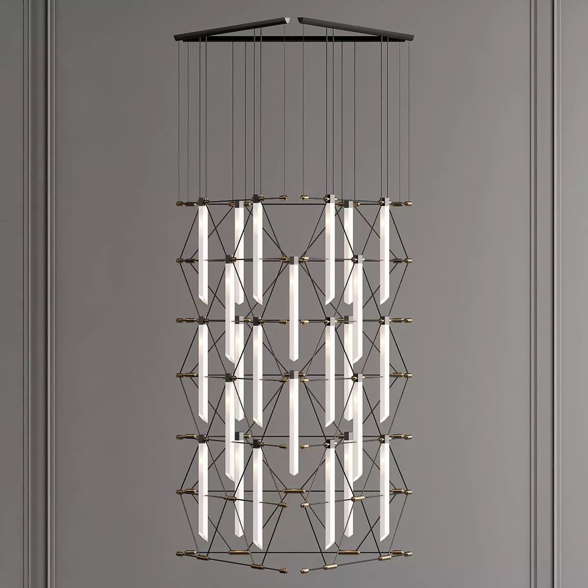 trio 1 modern chandelier hanging from ceiling 3D model