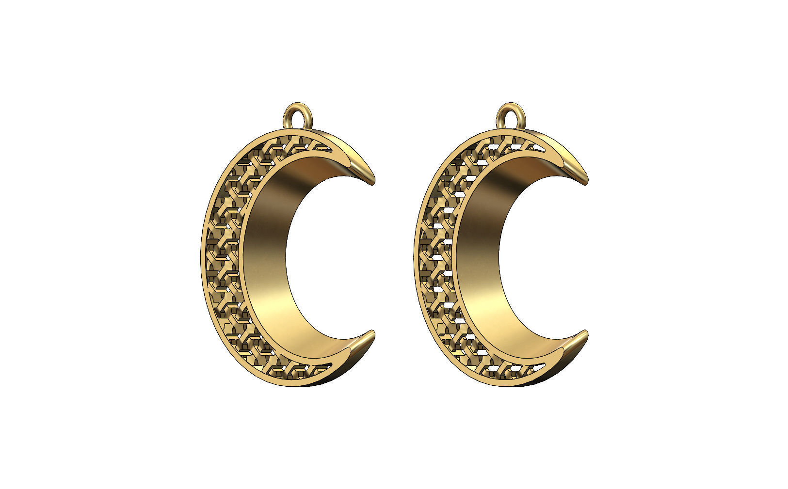 Crescent moon pendant necklace  3D print model_9