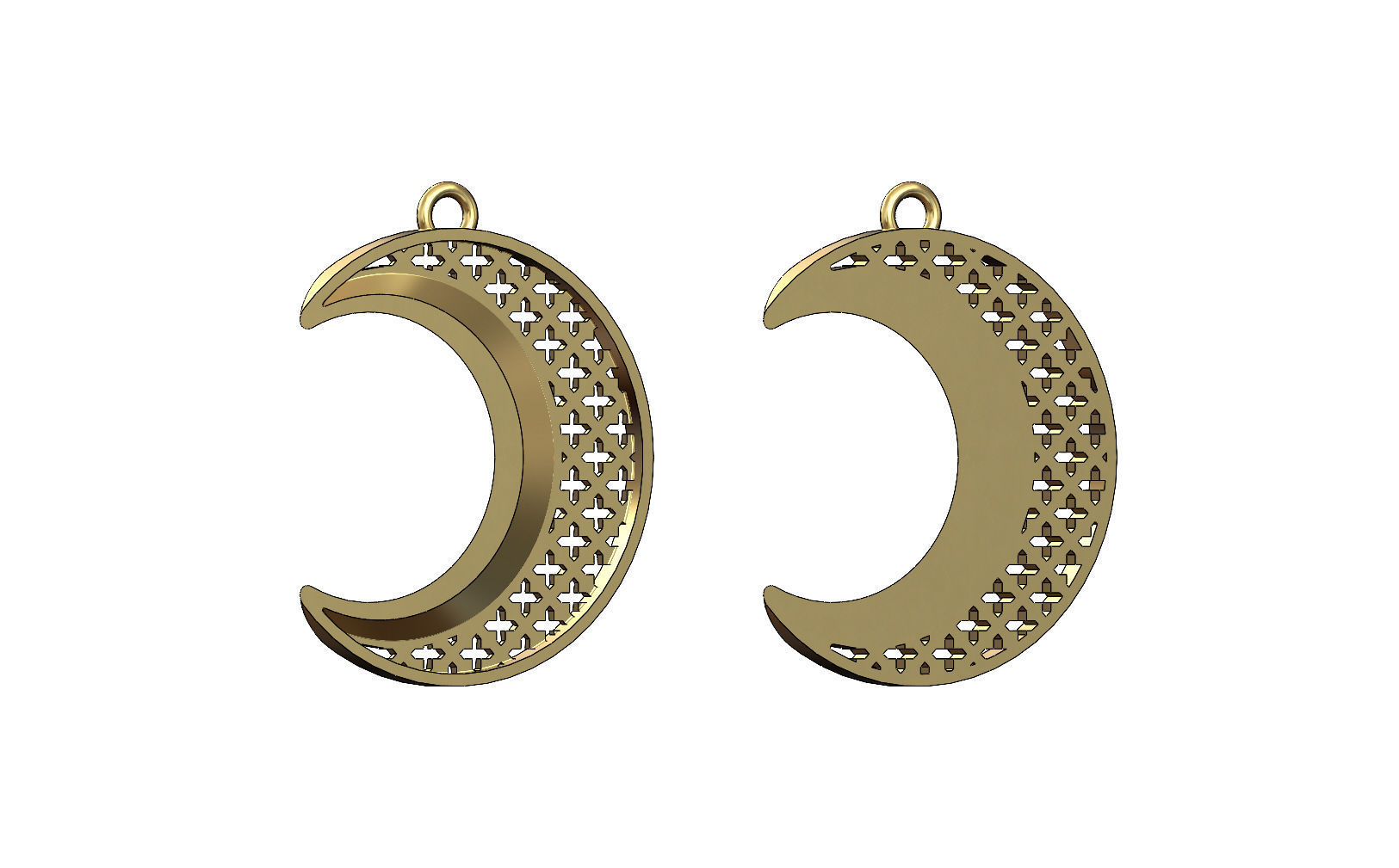 Crescent moon pendant necklace  3D print model_10