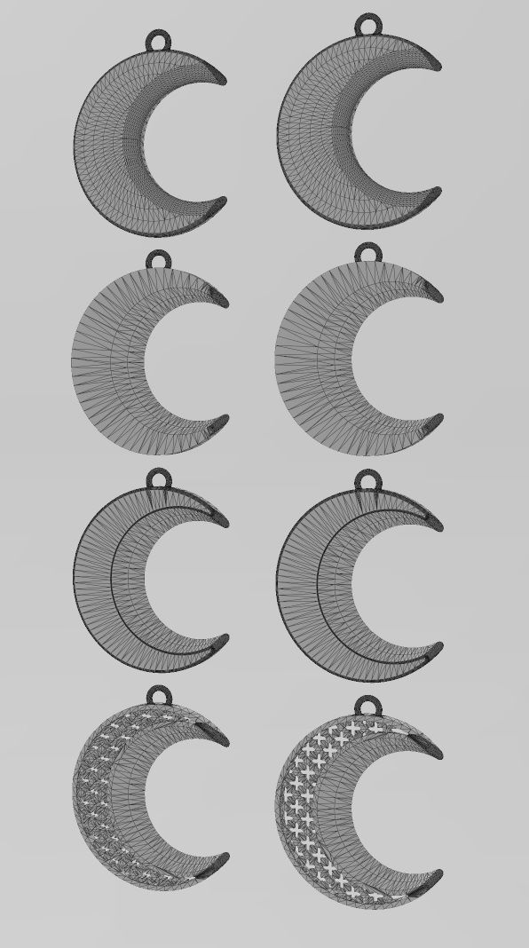 Crescent moon pendant necklace  3D print model_11
