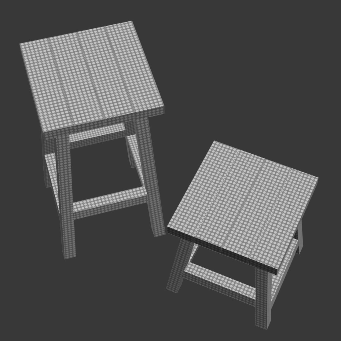 Wooden Bar stool and Backless stool  3D model_5